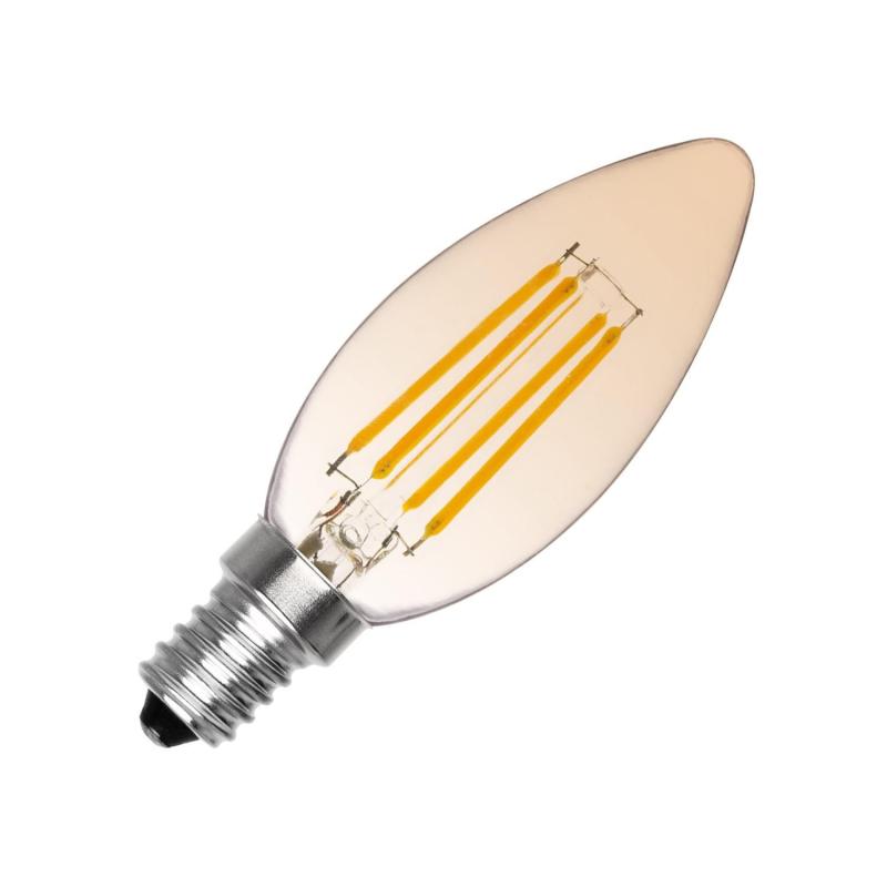 Produto de Lâmpada Filamento LED E14 6W 600 lm Regulável C35 Vela Gold