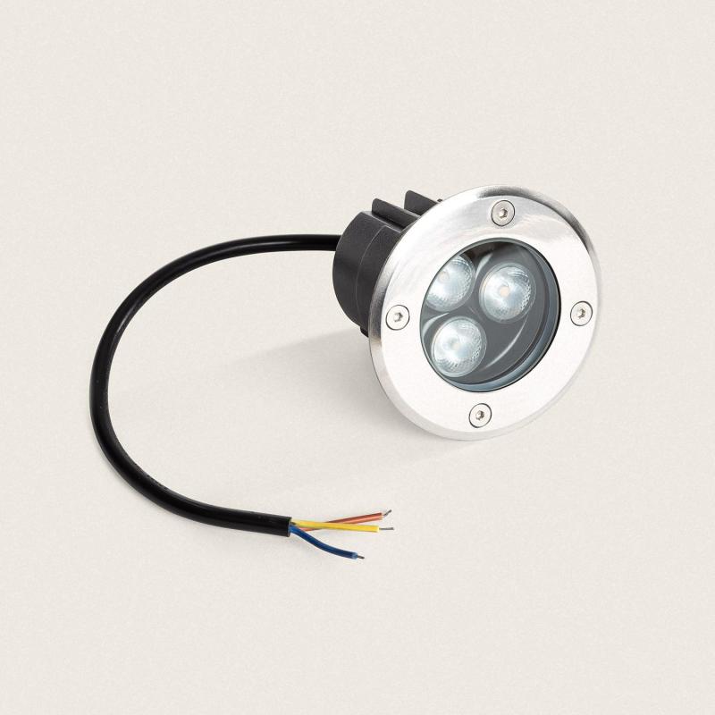 Produto de Foco Exterior LED 3W Solid Encastrável Chão Inox