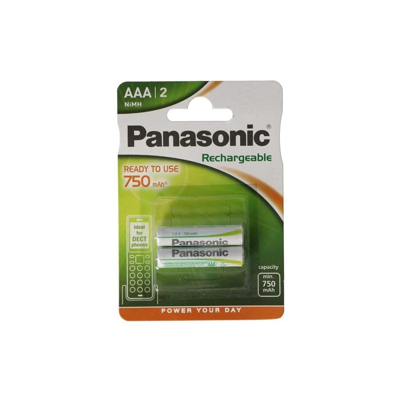 Producto de Blíster 2 Pilas Recargables para Teléfonos Inalámbricos 1,5V AAA PANASONIC HHR-4MVE/2BD 