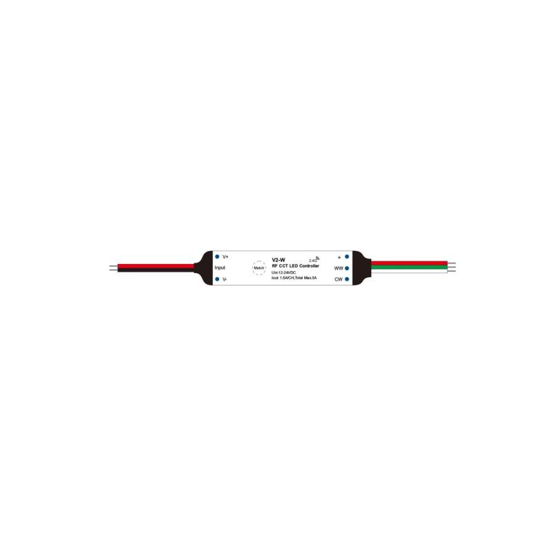 Produto de Controlador Regulador Mini Fita LED CCT 12/24V DC Compatível com Comando RF