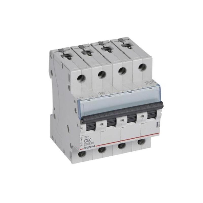 Produto de Interruptor Magnetotérmico Industrial MCB TX³ 4P 50A 6/10kA Curva C LEGRAND 403631