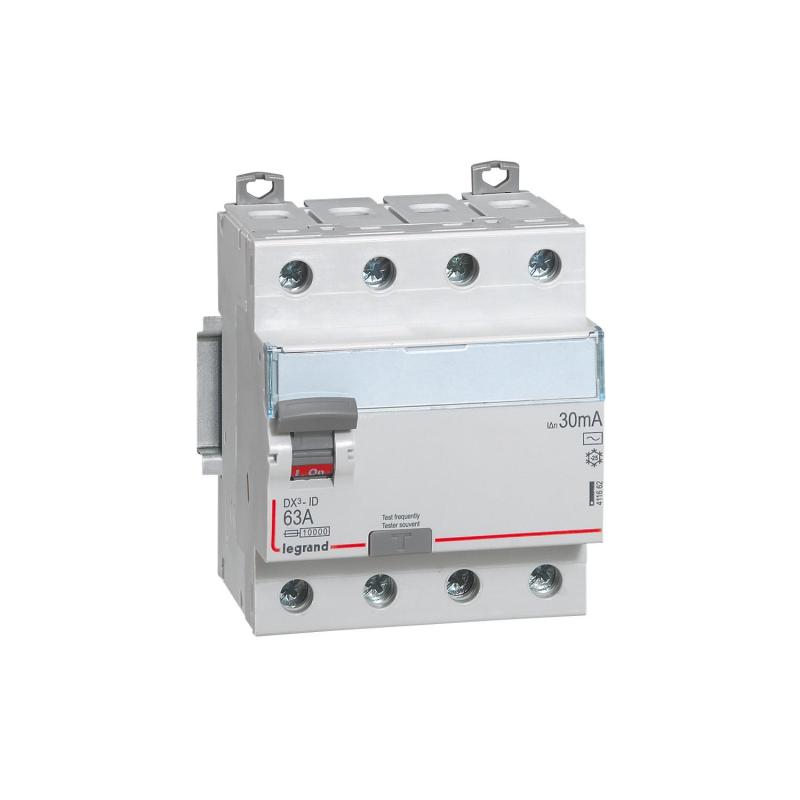 Producto de Interruptor Diferencial Industrial 4P 30mA 63A 10kA Clase AC LEGRAND 411662