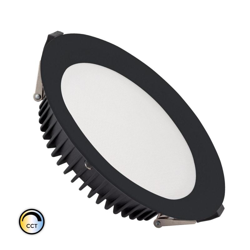 Produto de Downlight LED 40W SAMSUNG New Aero Slim CCT Seleccionável 130 lm/W Microprismático (UGR17) LIFUD Preto Corte Ø 200 mm 