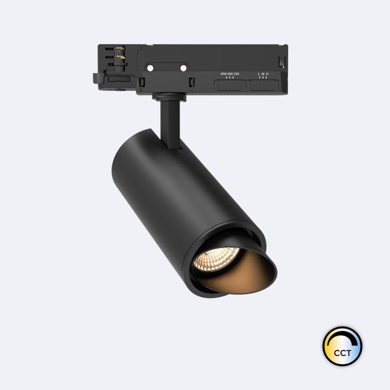 Producto de Foco Carril LED Trifásico 30W Fasano Cilindro Bisel CCT Regulable DALI Negro