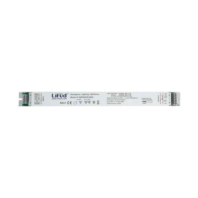 Producto de Driver Emergencia LIFUD 100-277V No Flicker Salida 30-40V 1000mA 40W LF-GSP040YD