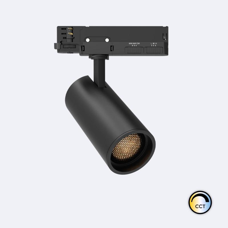 Producto de Foco Carril LED Trifásico 40W Fasano Antideslumbramiento CCT Regulable Negro