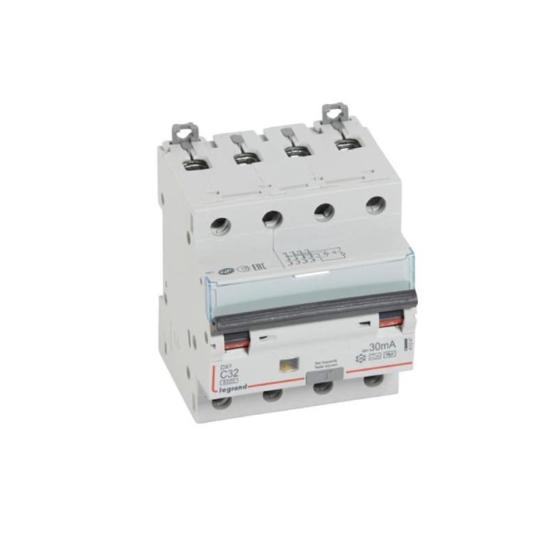 Produto de Interruptor Magnetotérmico Diferencial Industrial DX³ 4P 32A 10kA 30mA Curva C Tipo Hpi LEGRAND 411247