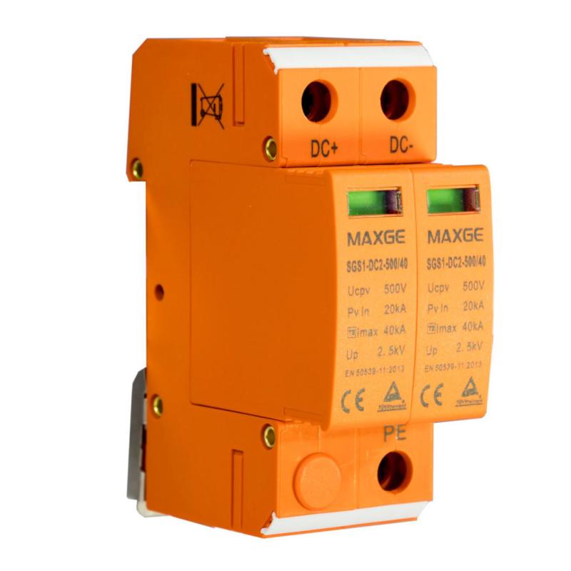 Producto de Protector Sobretensiones Transitorias MAXGE 2P-Clase II-40kA-20kA-3,8kV 1000V DC    