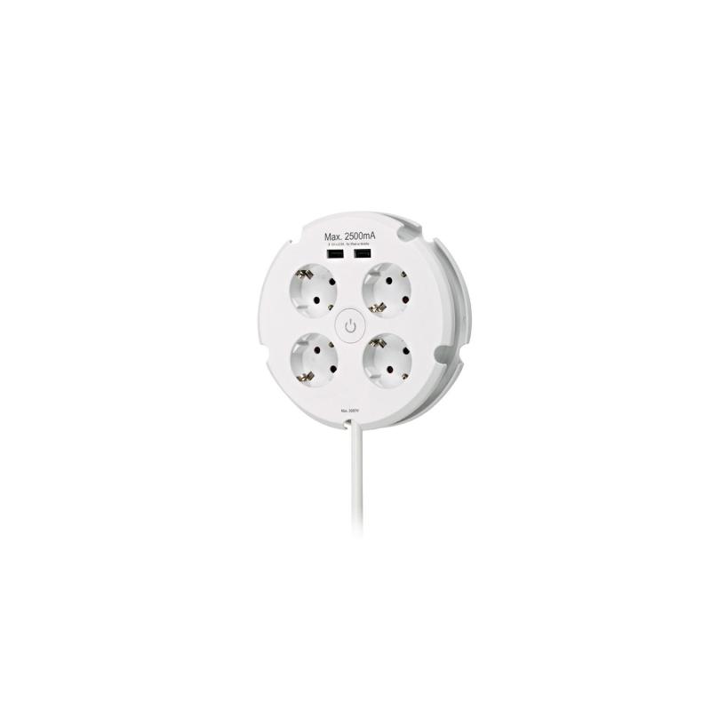 Producto de Base Múltiple 4 Enchufes Tipo F Schuko + 2 USB-A 1.5m  SIMON BM642103