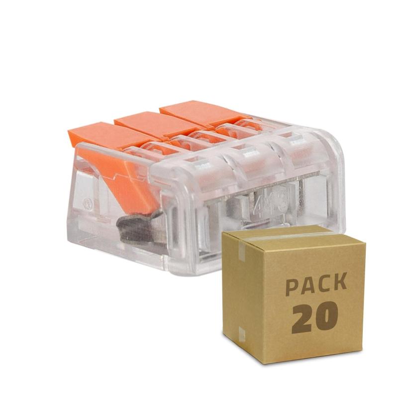 Produto de Pack 20 Conectores Rápidos 3 Entradas para Cablo Eléctrico 0.08-4 mm²