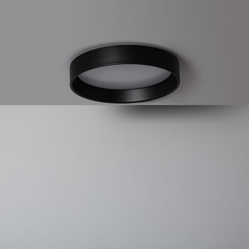 Produto de Plafon LED 20W Circular Metal CCT Selecionável Ø450 mm Preto Design 