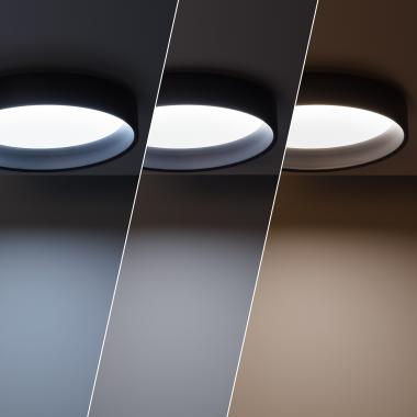 Produto de Plafon LED 20W Circular Metal CCT Selecionável Ø450 mm Preto Design 