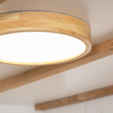 Produto de Plafón LED 20W Circular Madeira Ø400 mm CCT Selecionável Kayu