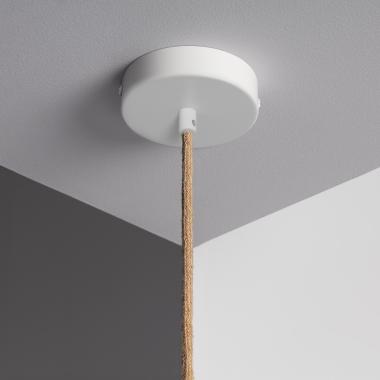 Produto de Suporte com Porta-lâmpadas para Candeeiro Suspensos com Cabo Têxtil Natural e Branco