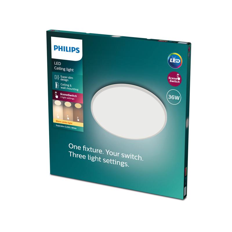 Produto de Plafón LED SuperSlim IP44 Regulável 3 Níveis 18W PHILIPS CL550 