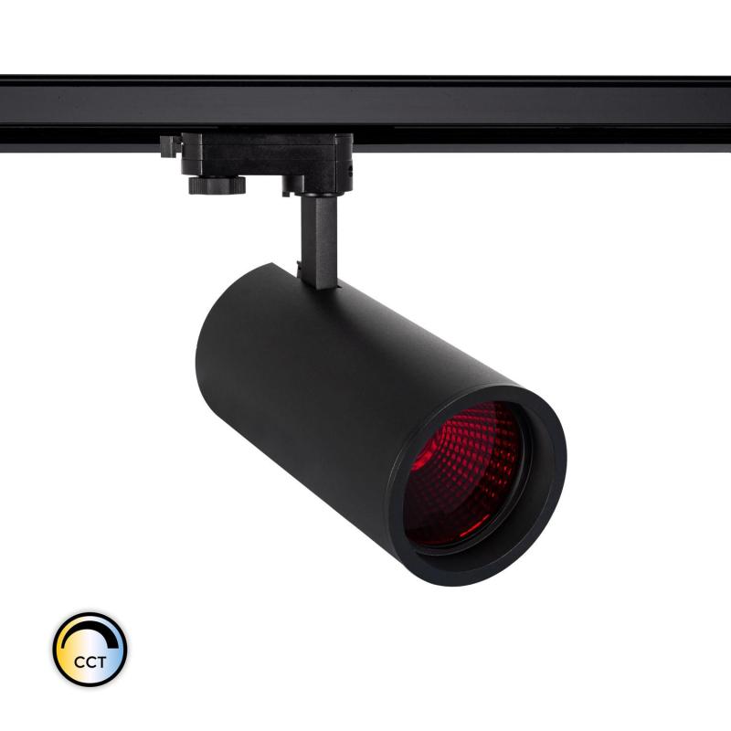 Produto de Foco LED d'Angelo Preto Especial Alimentação 40W CCT LIFUD com Vidro de Cor para Carril Trifásico