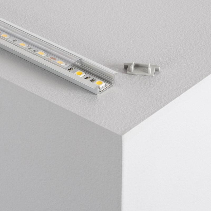 Produto de Perfil de Alumínio Encastrável  com Cobertura Contínua para Fitas de LED Até 12mm