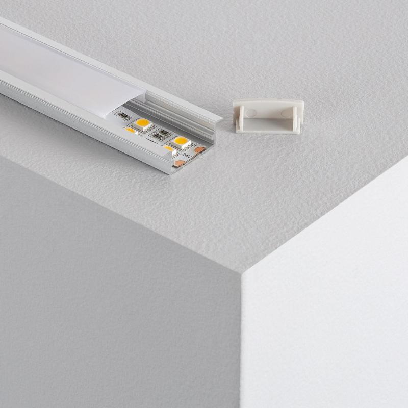 Produto de Perfil de Alumínio Encastrável com Cobertura Continua para Fitas de LED Dupla até 18mm 