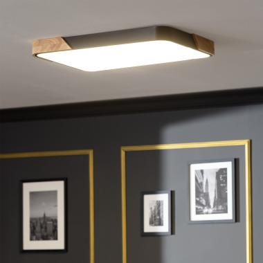 Producto de Plafón LED 30W Rectangular Madera y Metal 625x425 mm CCT Seleccionable Semi-Dari 