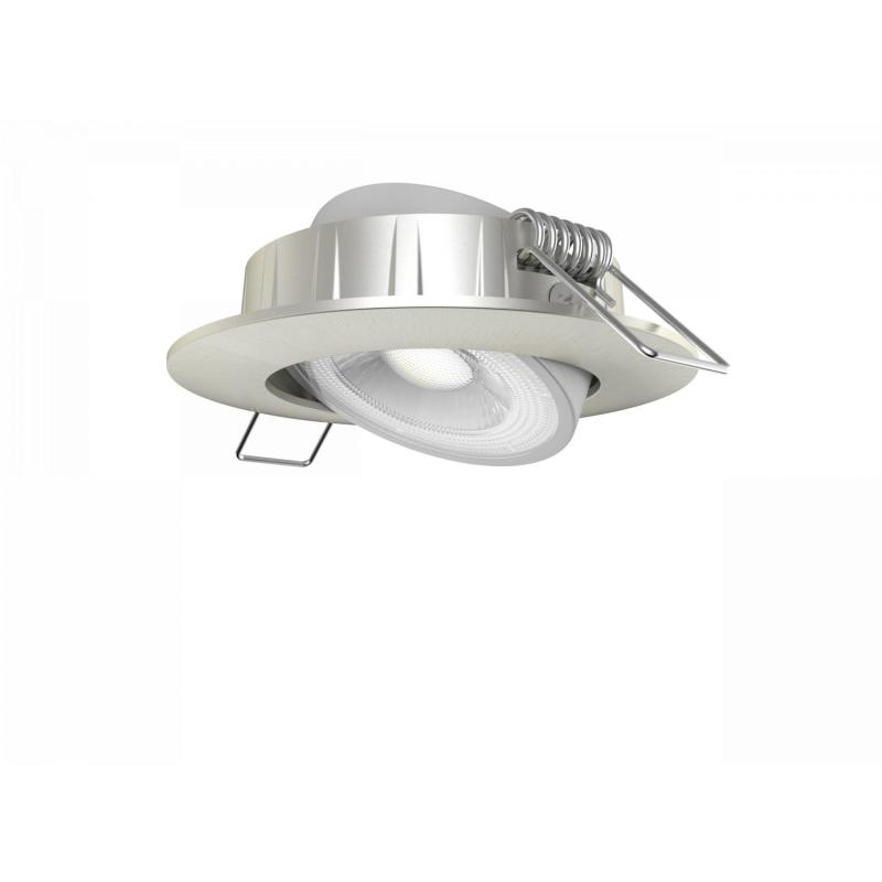 Produto de Foco Downlight LED 5W Direccionável Circular Niquel Escovado Corte Ø68 mm