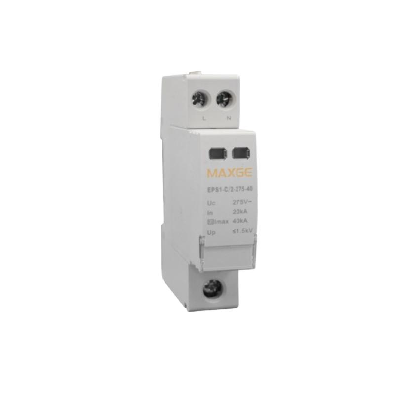 Produto de Protetor contra sobretensões transitórias MAXGE 1P+N-Classe II-20kA-40kA-1,5kV