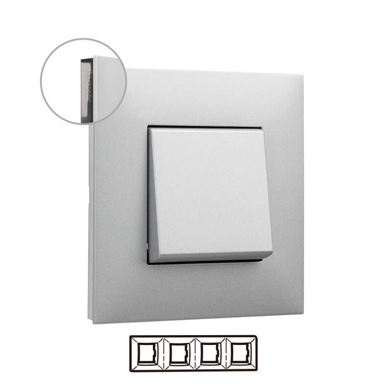 Producto de Placa Embellecedora 4 Elementos Aluminio LEGRAND Valena Next 741034