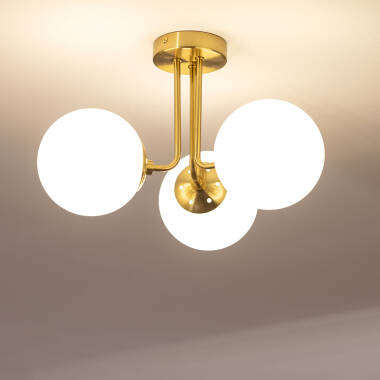 Producto de Lámpara de Techo Metal y Cristal Moonlight Brass 3 Focos