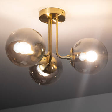 Producto de Lámpara de Techo Metal y Cristal Moonlight Brass 3 Focos