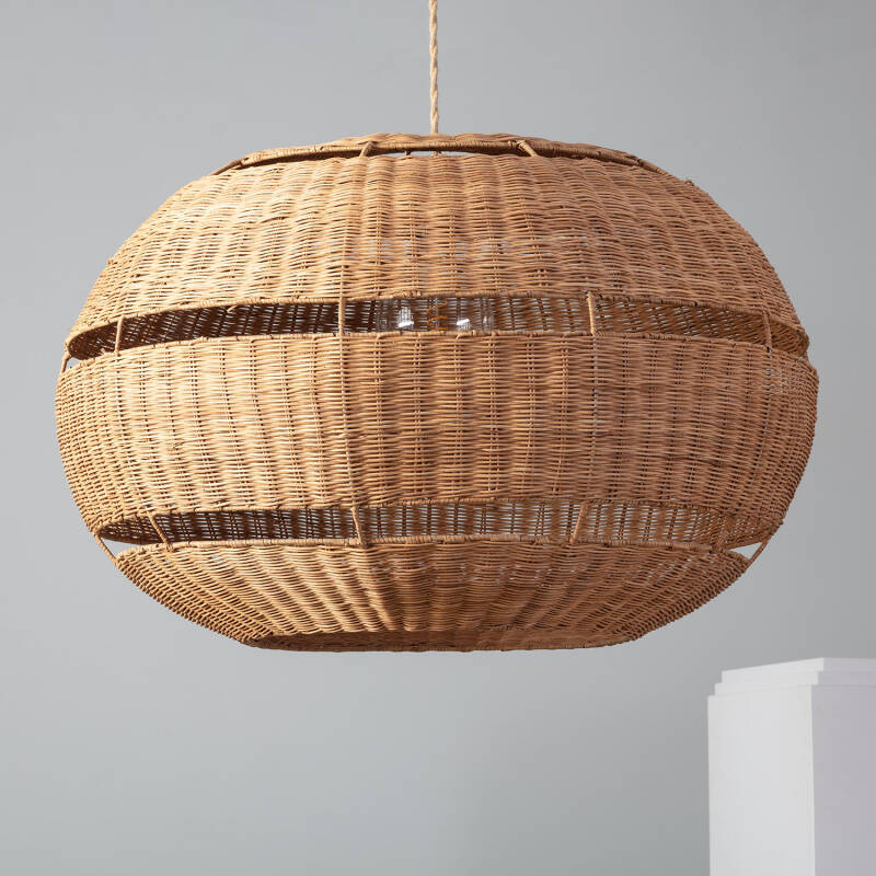 Produto de Candeeiro Suspenso Rattan Oblato Bulang Ø800 mm ILUZZIA 