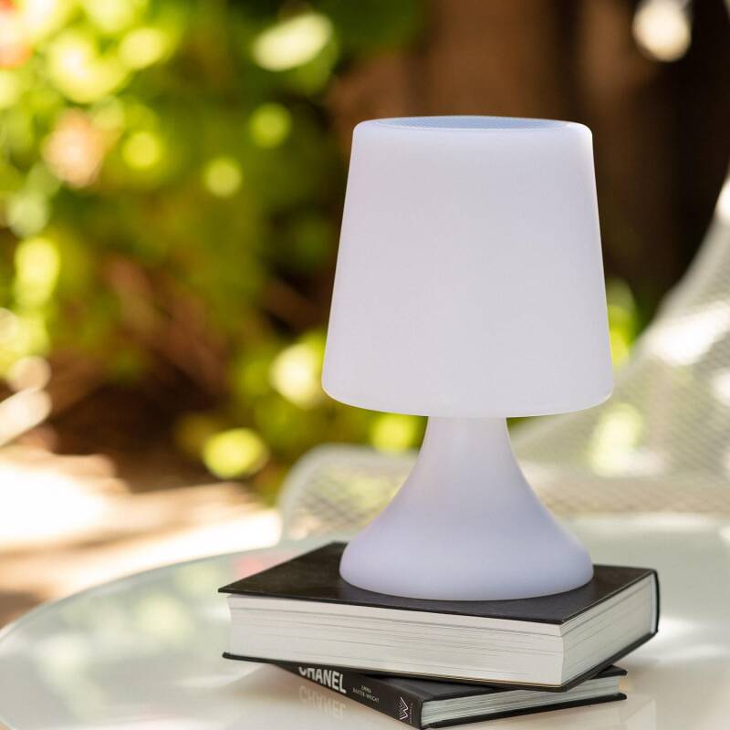 Producto de Lámpara de Mesa Exterior LED RGBW Portátil con Altavoz Bluetooth y Batería USB Recargable Uyoga