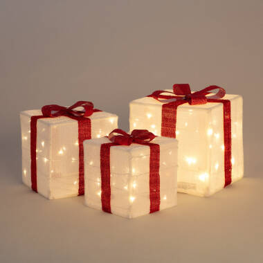 Producto de Pack de 3 Cajas Regalo de Navidad LED con Batería Noelle