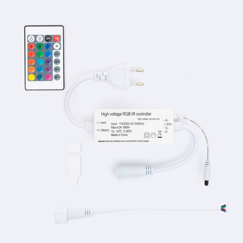 Producto de Controlador Manguera LED Redonda 220V AC 36 LED/m RGB IP65 Corte 100 cm