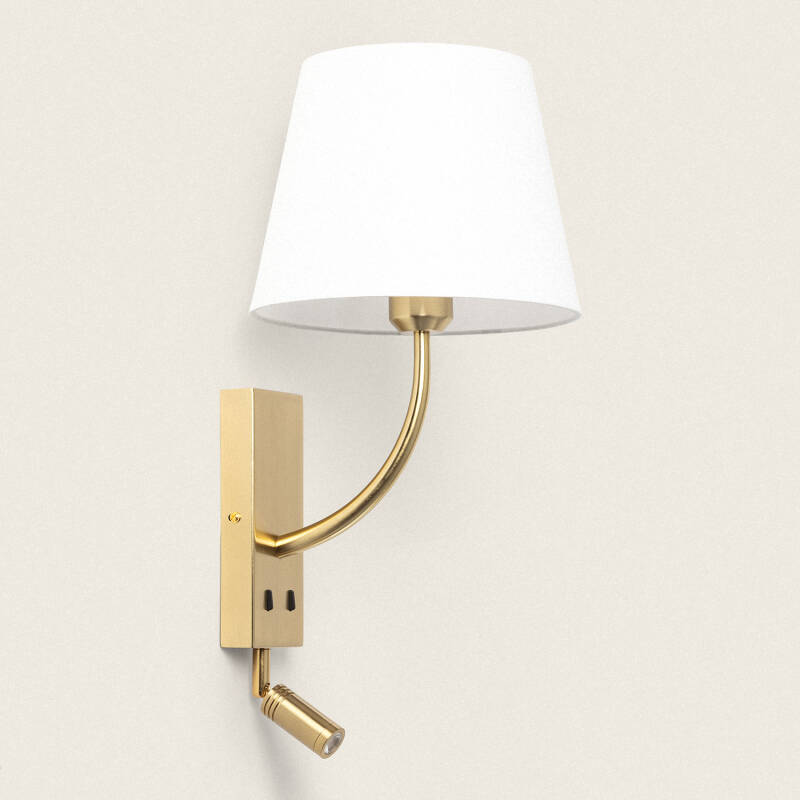 Produto de Candeeiro de Parede com Luz de Leitura 2.5W Metal Gold-Teylo Conne