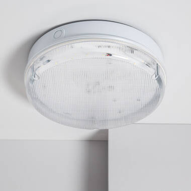 Plafón LED 24W Circular para Exterior  Ø285 mm IP65 con Luz de Emergencia No Permanente Hublot Transparente