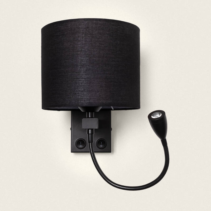 Producto de Lámpara de Pared con Luz de Lectura 2.5W Metal Black-Kianga