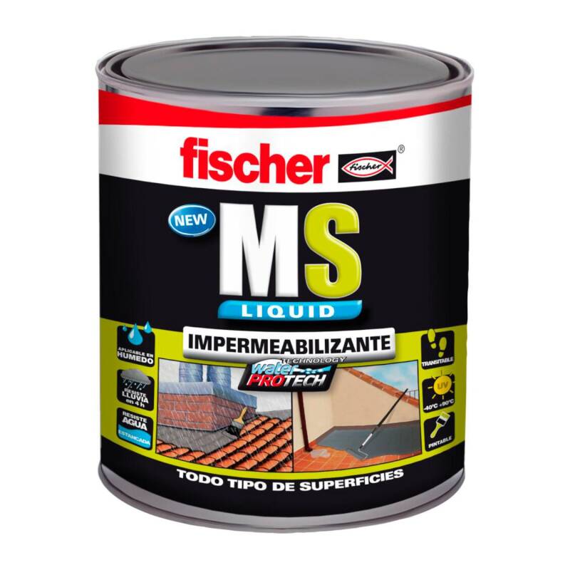 Producto de Impermeabilizante MS Líquido 1Kg Marrón Teja FISCHER 534616