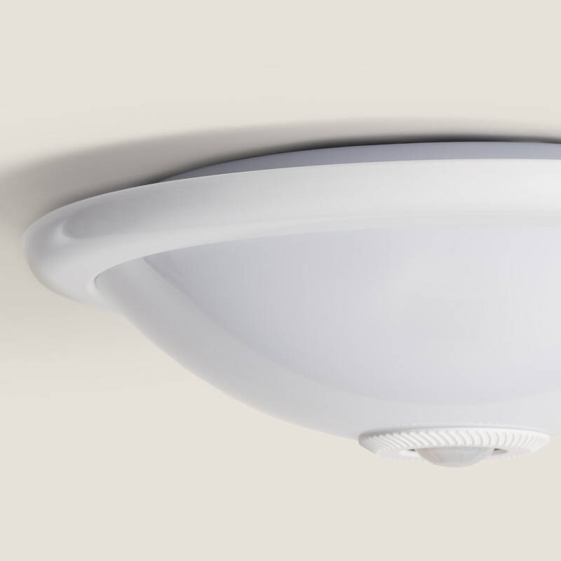 Produto de Plafon LED Teto 2x E27 Circular com Sensor de Movimento PIR e Crepuscular Design