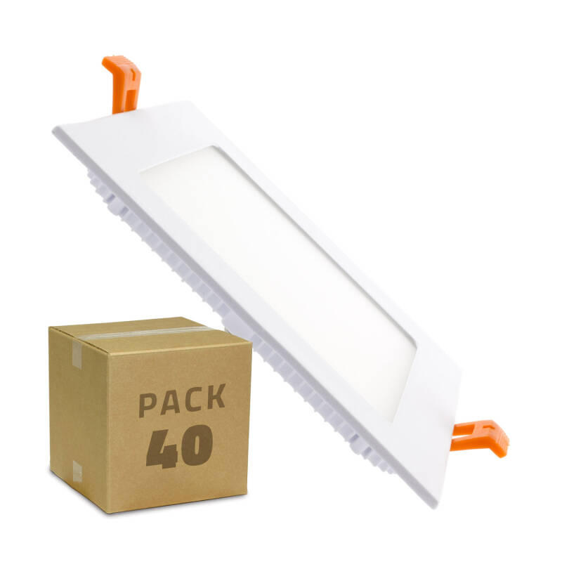 Producto de Caja de 40 Placas LED 12W Cuadrada SuperSlim Blanco Frío Corte 155x155 mm