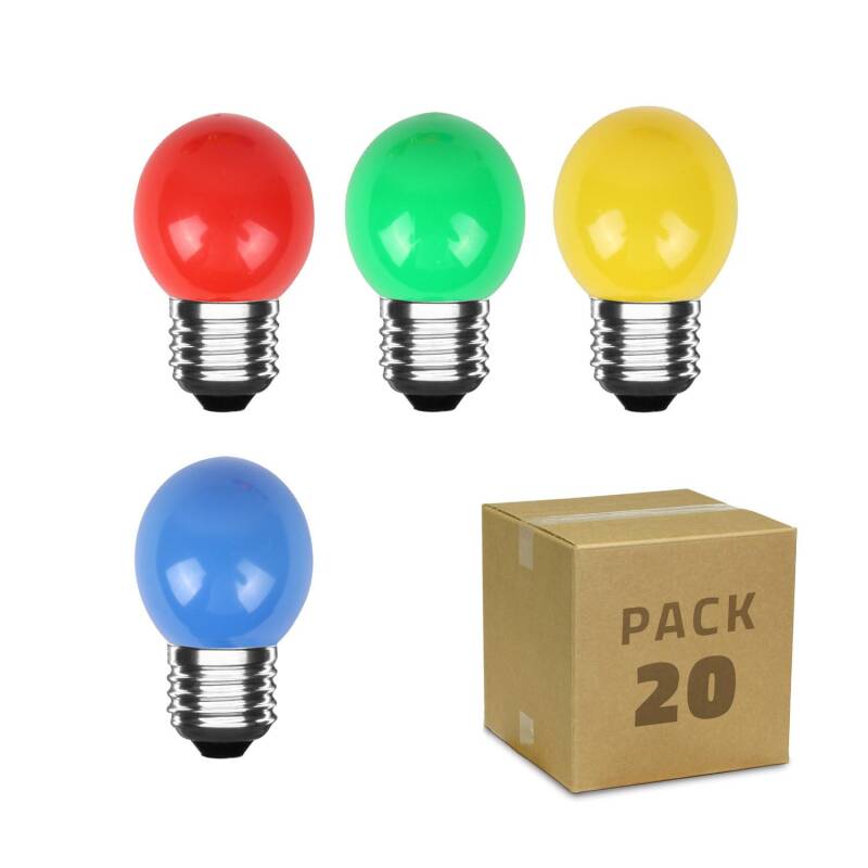 Producto de Pack 20 Bombillas LED E27 3W 300 lm G45 4 Colores