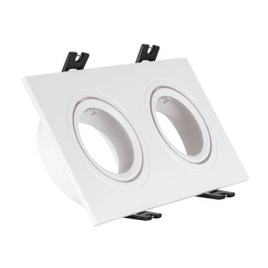 Aro Downlight Cuadrado Basculante para dos Bombillas LED GU10 / GU5.3 Corte 75x150 mm