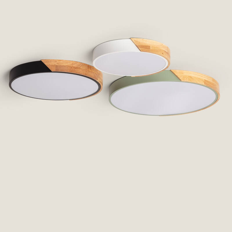 Producto de Plafón LED 18W Circular Madera Ø320 mm CCT Seleccionable Semi-Dari 