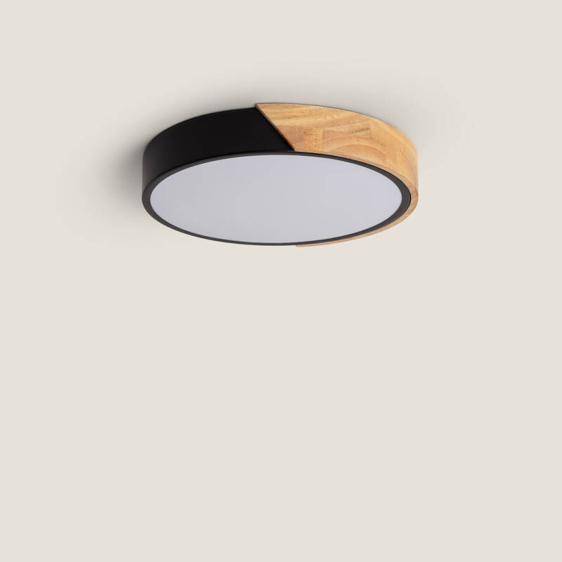 Producto de Plafón LED 18W Circular Madera Ø320 mm CCT Seleccionable Semi-Dari 