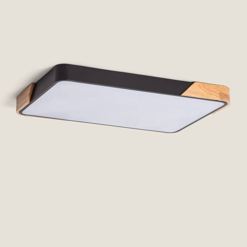 Producto de Plafón LED 30W Rectangular Madera y Metal 625x425 mm CCT Seleccionable Semi-Dari 