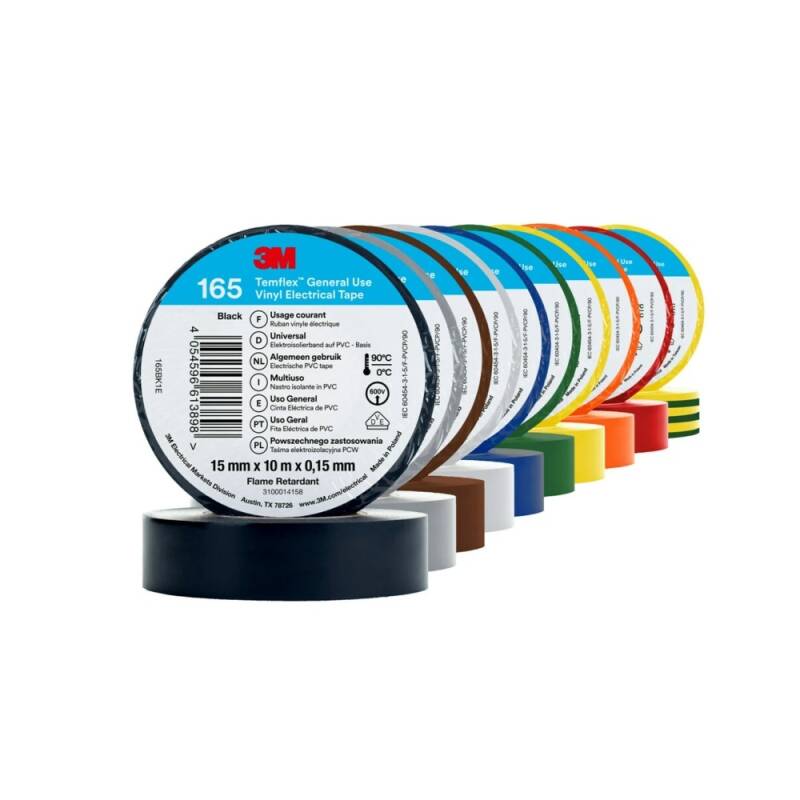 Producto de Pack Multicolor 10 Cintas Aislantes Temflex 165 PVC 15mm x 10m 3M 7100278675