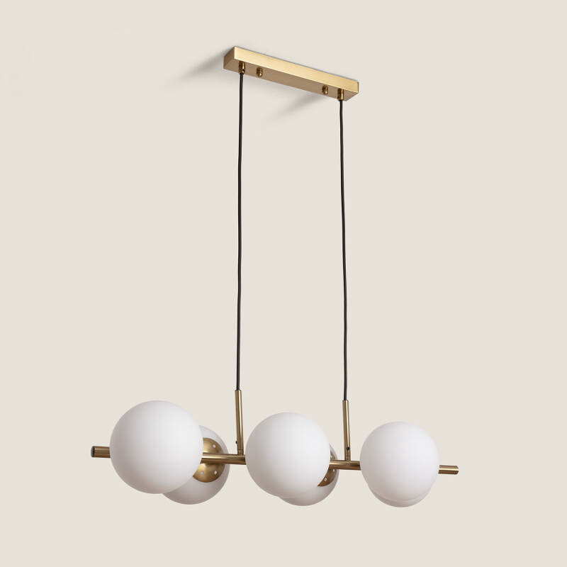 Produto de Candeeiro Suspenso Metal e Vidro Moonlight Brass 6 Focos