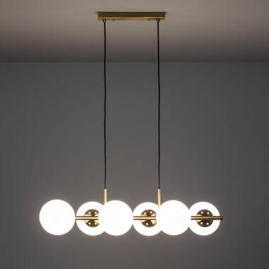 Produto de Candeeiro Suspenso Metal e Vidro Moonlight Brass 6 Focos