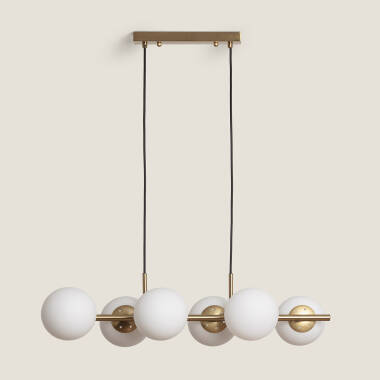 Produto de Candeeiro Suspenso Metal e Vidro Moonlight Brass 6 Focos