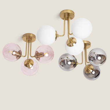 Producto de Lámpara de Techo Metal y Cristal Moonlight Brass 3 Focos