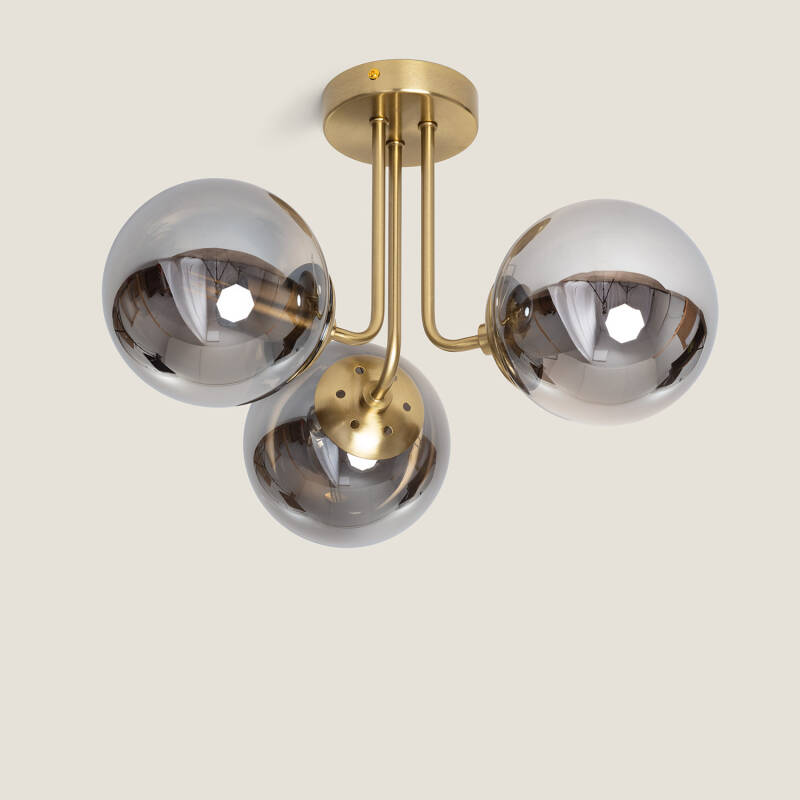 Producto de Lámpara de Techo Metal y Cristal Moonlight Brass 3 Focos