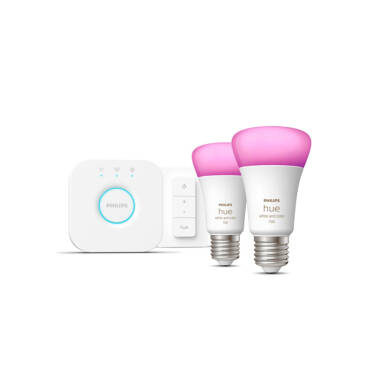 Kit Inicio Bombillas Inteligentes LED E27 2x11W 1055 lm PHILIPS Hue White and Color